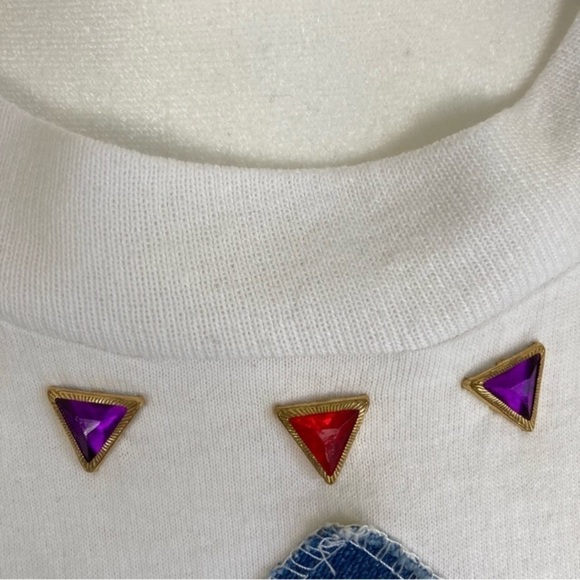 Vintage 90s Gepetto Western Fringe Bejeweled T-Shirt White Single Stitch Sz L - Picture 9 of 16